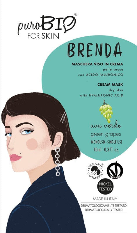 Maschera Viso in crema Brenda pelle secca Uva Verde