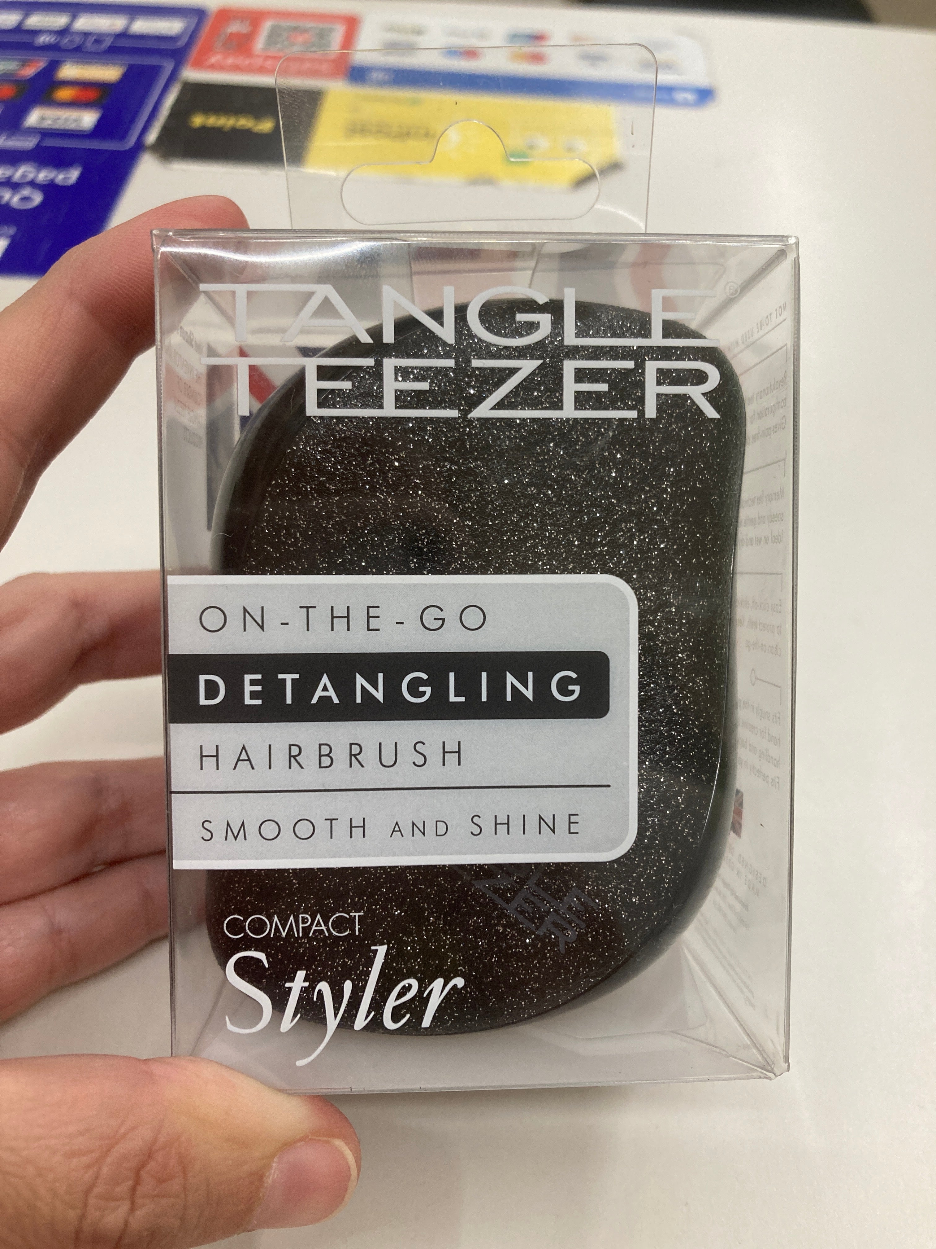 Compact Styler Black Handbag Brush with Glitter