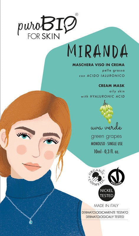 Purobio Face Mask in Miranda cream for oily skin Grapes Green