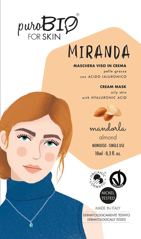 Purobio face mask in Miranda cream for oily skin with Almond
