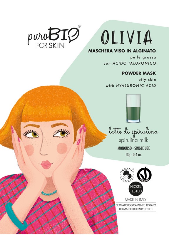 Purobio Powder Face Mask Olivia for oily skin with Spirulina