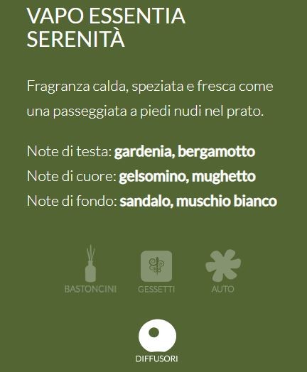 Vapo Essentia Fragranza Ambiente Serenità