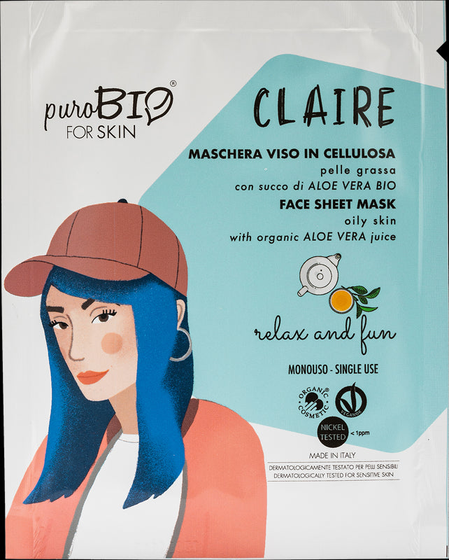 Purobio Facial Sheet Mask Claire Oily Skin Relax and Fun