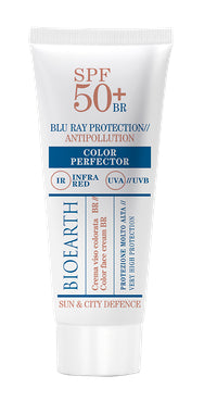 Bioearth Tinted Face Sun Cream SPF50+ Antipollution Blu Ray Protection